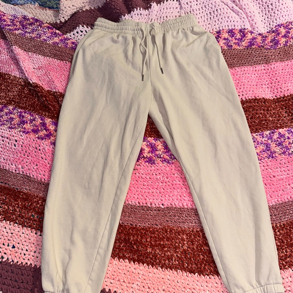 Beige Jogger Sweat Pants